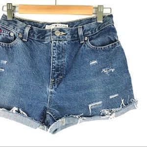 Vintage Tommy Distressed Highwaist Jean Short Sz 4